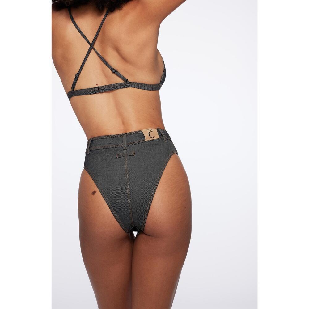 Tropic of C denim bikini high rise Sz L Festival NWT